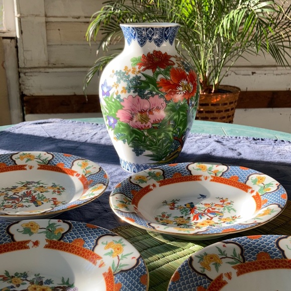 Liling Imperial Garden Rimmed Soup Salad Bowl Set - Picture 15 of 15